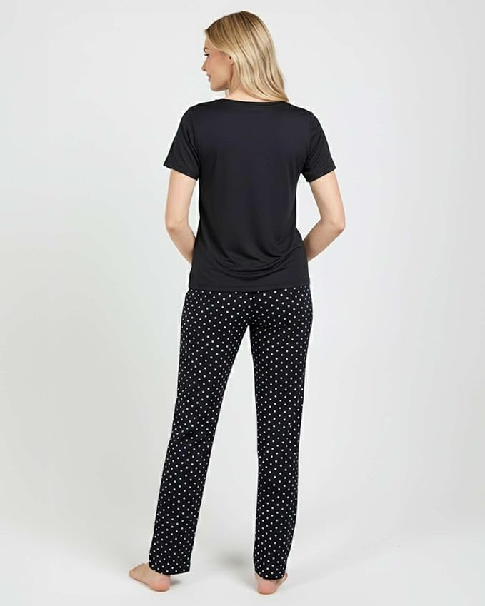 Real Essentials 2 Pack: Women's Comfy Pajama Sets - Short & Long Sleeve Ladies Loungewear Sleepwear PJs (Available In Plus)