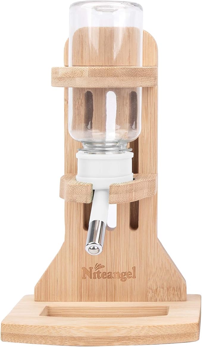 Niteangel Hamster Water Bottle with Stand: 4oz/120ml Capacity & Leak-Proof | Adjustable Height - Far Away Cage Mess & Wet Bedding Water Dispenser for Syrian Dwarf Hamster Gerbils Mice Rat Or Small Pets