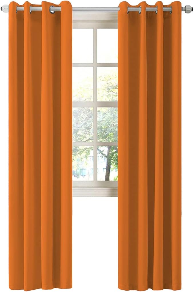 LA PALMA Thermal Insulated Blackout Darkening Grommet Living Room Curtains Window Drapes for Bedroom Pack of 2 Panels