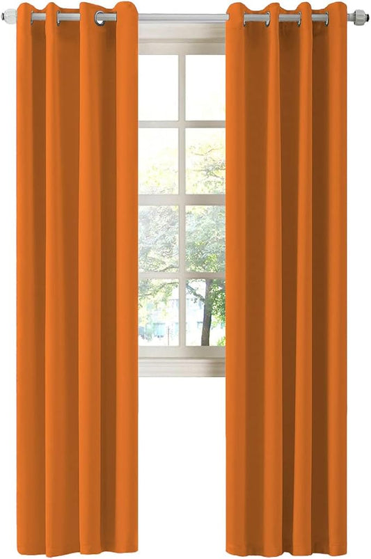 LA PALMA Thermal Insulated Blackout Darkening Grommet Living Room Curtains Window Drapes for Bedroom Pack of 2 Panels