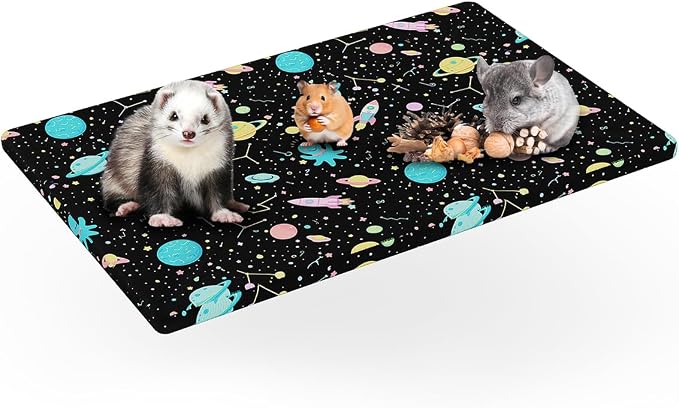 YKD Ferret Cage Liners for Ferret Nation & Critter Nation Cages | Waterproof Chinchilla Cage Accessories, Washable Bedding, for Ferrets, Chinchillas, Rats (Black, Bottom Pan Liner)
