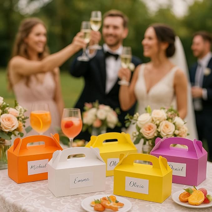 xiepipipaper 12Pack Large Party Favor Boxes,White Treat Boxes, (9.45 * 5 * 5"),Large Goodie Boxes, Gable Gift Boxes with Handles,Candy Boxes for Kids Birthday Baby Shower Wedding Halloween Christmas.
