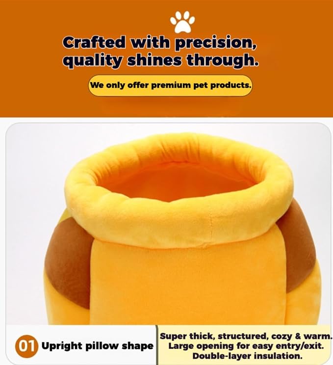 Rabbit Honeypot Bed House - Bunny Hideout Warm Fleece Cuddle Cup Snuggle Sack with Removable Cushion Guinea Pig Hideout Sleeping Cave for Rabbit Guinea Pig Ferret Chinchilla
