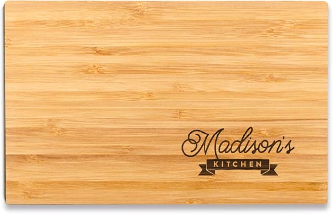 Andaz Press Personalized Laser Engraved Small Bamboo Wood Cutting Board, 9.5 x 6-inch, Custom Name's Kitchen Small Right Corner Wedding Bridal Shower Anniversary Housewarming Birthday Gift Ideas