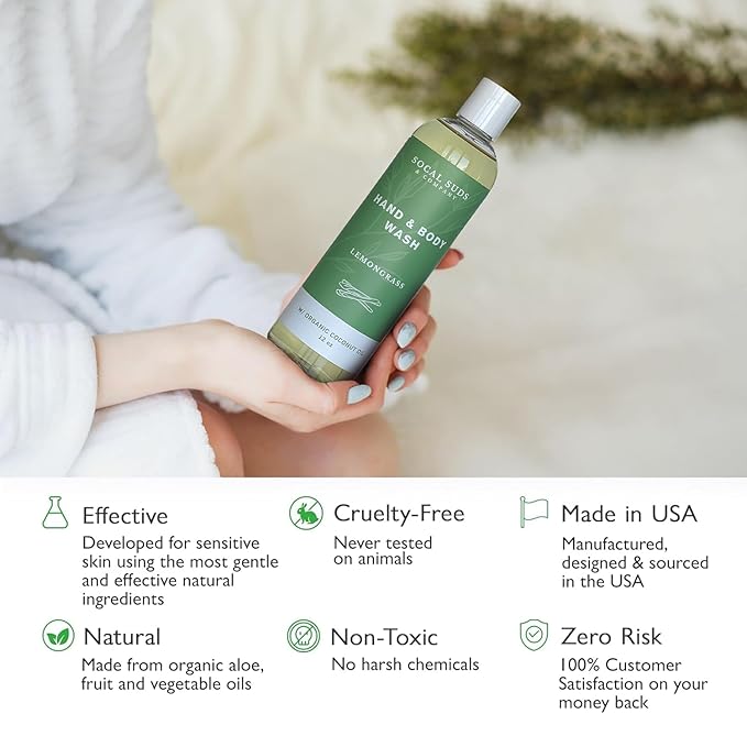 SoCal Suds & Company 12oz Organic Hand & Body Wash- Lemongrass- 2 Pack