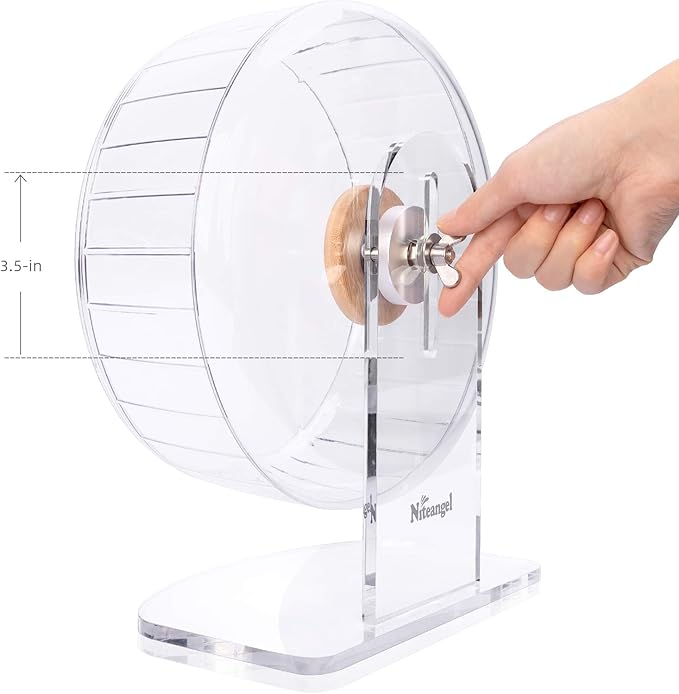 Niteangel Super-Silent Hamster Exercise Wheels: Quiet 10 inch Running Wheel | Can 10.6-13.4" Adjustable Height - No Bend Back Spinner Running for Dwarf Syrian Hamster Gerbils Mice Or Other Small Animal