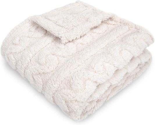 HOMRITAR Baby Blankets for Boys or Girls 3D Fluffy Fuzzy Blanket for Baby, Soft Warm Cozy Flannel Fleece Warm Infant or Newborn Receiving Blanket 330GSM (30 x 40 Inch, Cream )