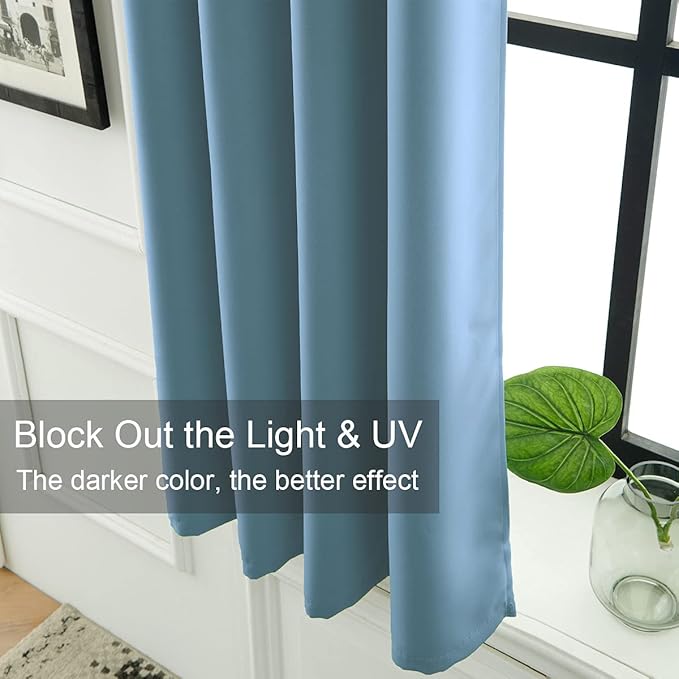 LA PALMA Thermal Insulated Blackout Darkening Grommet Living Room Curtains Window Drapes for Bedroom Pack of 2 Panels