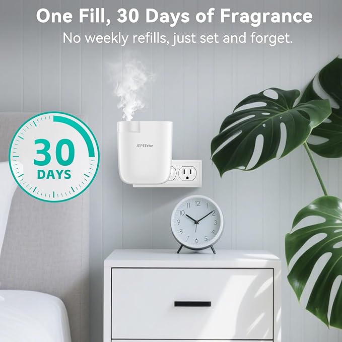 Plug in Diffuser, Waterless Oil Diffuser, Essential Oil Plug in Wall, Smart Bluetooth App Control, Up to 500 Sq.ft Coverage, White