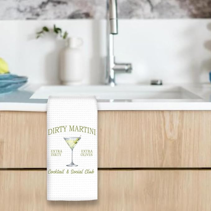 Martini Decor Kitchen Towels, Gifts for Martini Lovers Hand Towels, Dirty Martini Dish Towels Tea Towels for Kitchen Home Bar Decorative, Dirty Martini Gift Bar Cart Decor, 16x24In