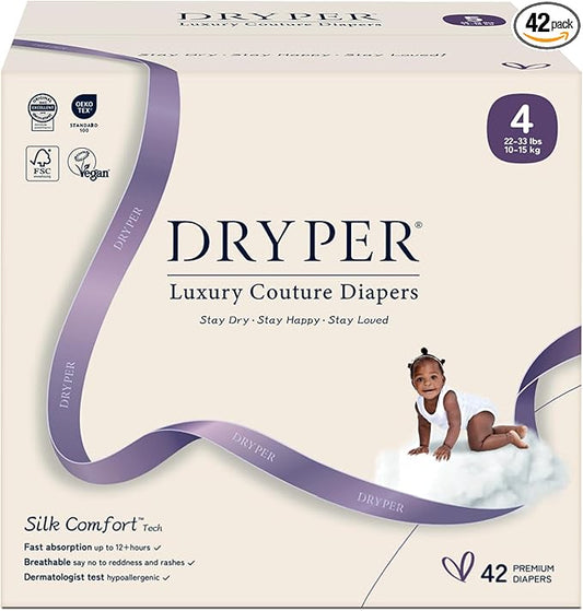 Baby Nappies - Size 4 (10-15kg / 22-33 lbs), 6 x 7 Nappies (42 Total), Ultra Soft Nappies Super Absorption Core Disposable Baby Diapers