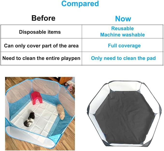 Amakunft 2 in 1 Small Animal Playpen with Waterproof Pad, Pop-Up Portable Play Yard for Guinea Pigs, Rabbits, Hamsters, Hedgehogs, Foldable Exercise Fence with Breathable Mesh for Indoor Outdoor Use