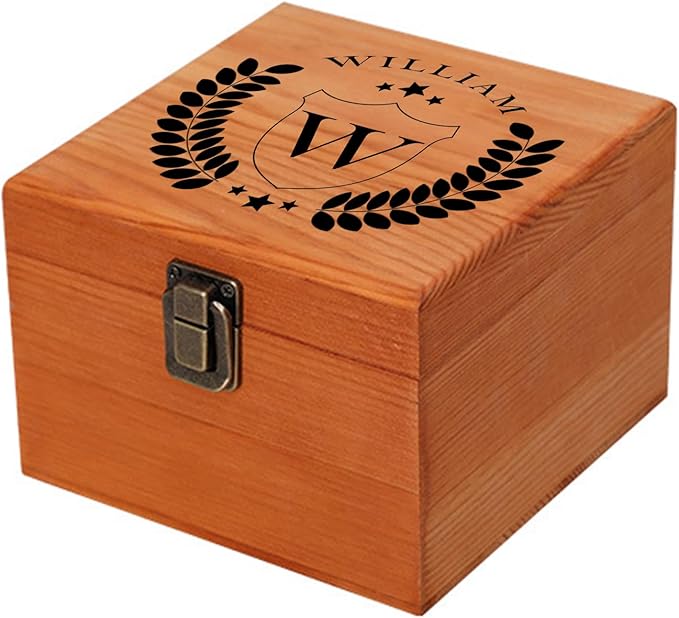 Personalized Keepsake Memory Box Custom Name Wooden Decorative Storage Box with Lids, Christmas Gift Box for Women Men Customized Gifts for Birthday Anniversary Wedding Graduation