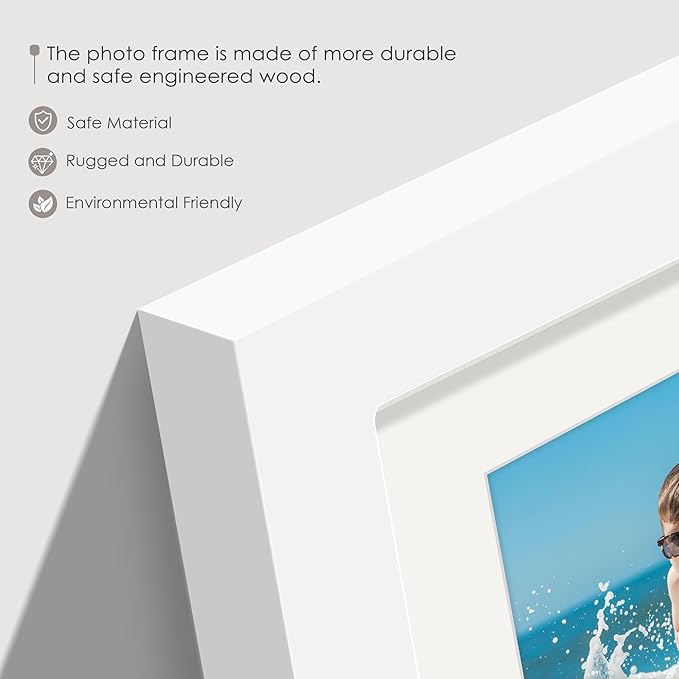 5x7 Picture Frame Collage Holds 5 Photos Made of High Definition Glass, Mat for Display 4x6 Picture Frame Collage Photo for Wall Decor White