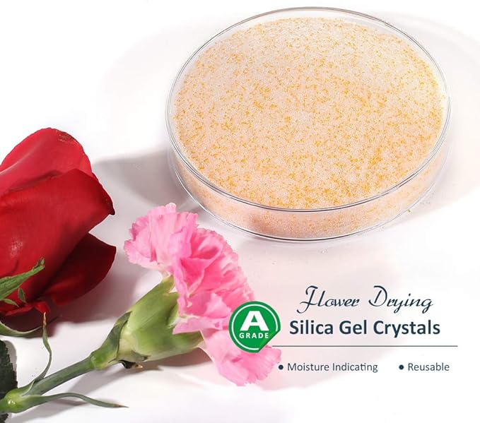 wisedry 10 LBS Silica Gel Flower Drying Crystals, 2 Packs of 5 LBS, Fine Crystals < 1mm, Color Indicating, Reusable