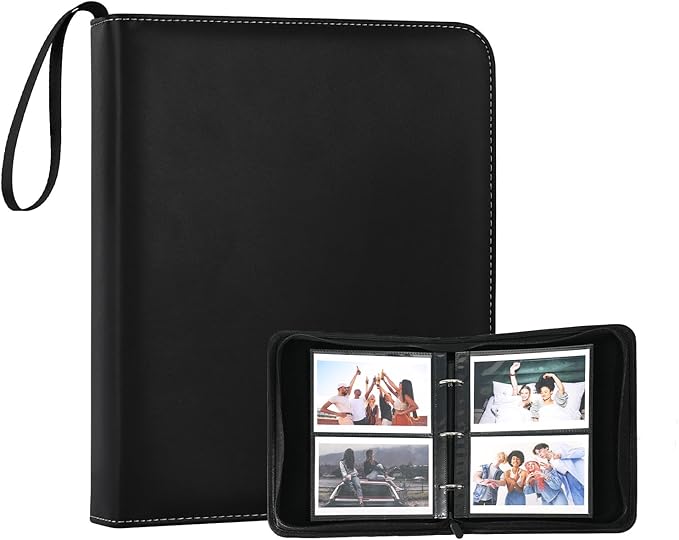 Photo Album 4x6 Pictures,120 Pockets Binder Premium Vegan Leather Cover for Family Wedding Anniversary Baby Kids Vacation. (Black)