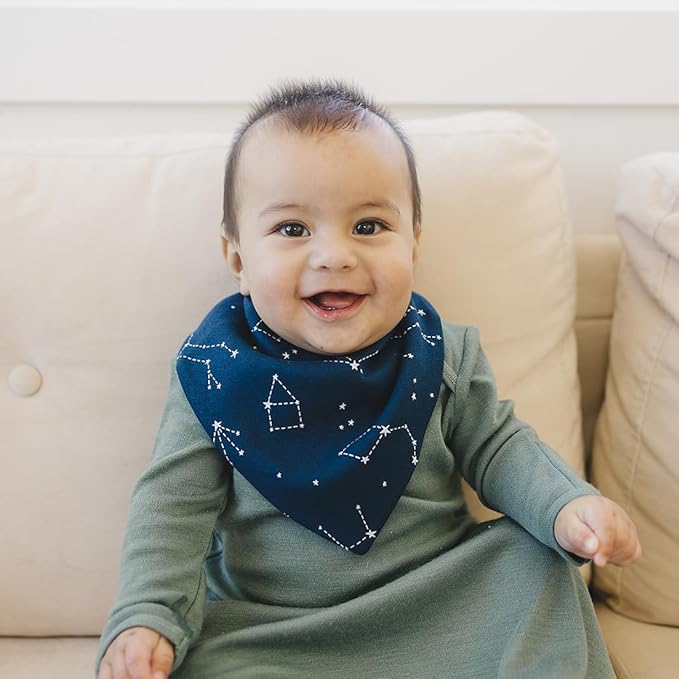 Woolino Merino Wool Baby Bibs - Highly Absorbent Bandana Bib with Cotton Outer Layer and Merino Wool Inner Layer - Pack of 2
