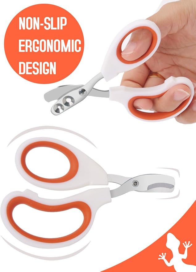 Stainless Steel Bearded Dragon Nail Clippers,Lizard Nail Clippers,Bearded Dragon Supplies,Bearded Dragon Nail Scissors for Small Reptiles,Turtle,Chameleon,Iguana，Hedgehog（Orange）
