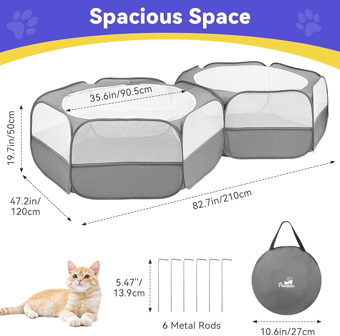 Pawaboo Small Animals Playpen, Large Chick Brooder with Zipper Splicing | Portable Chicken Coop Run, Pop Up Pet Enclosure Cat Tent for Guinea Pig Bunny Puppy Indoor Outdoor