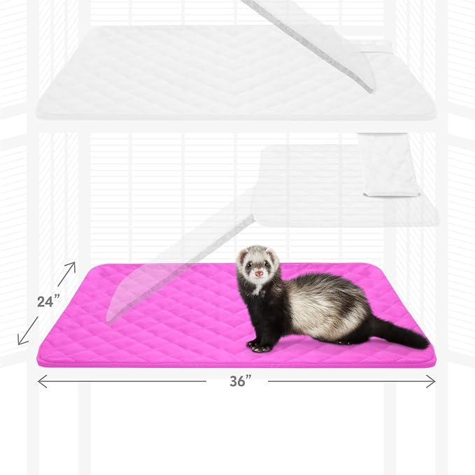 Paw Inspired Fitted Fleece Bottom Pan Liner for Critter Nation Cage, Pink | Tray Cover for Ferret Nation/Critter Nation Cage, For Ferrets, Rats, Chinchillas, Hedgehogs, Small Animals, Pets