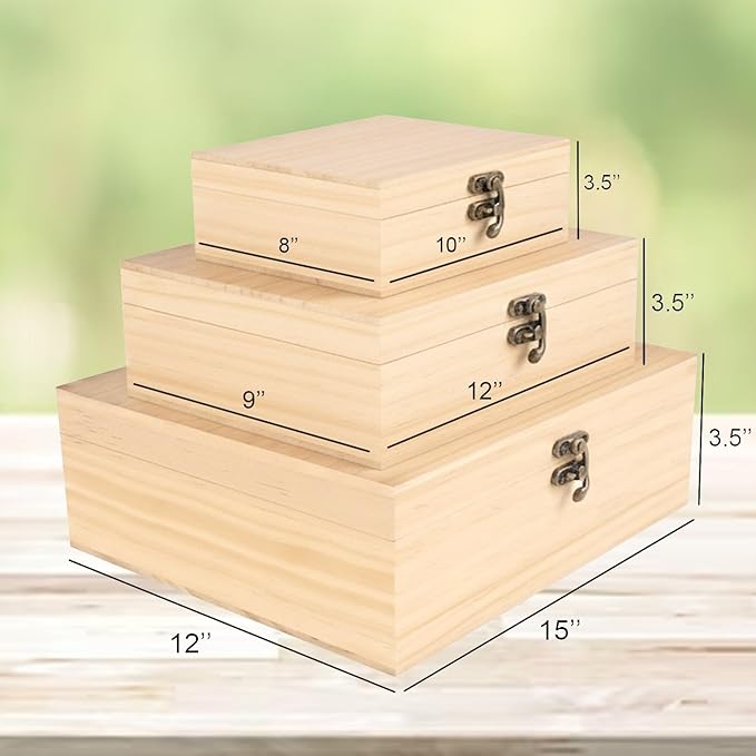 Personalized Walnut/Pine Wooden Keepsake Box 8 * 10 * 3.4 in, Custom Engraved Family Memory Wooden Box, Large Walnut with Initials Story Storage Boxes, Personalized Name Decorative Boxes