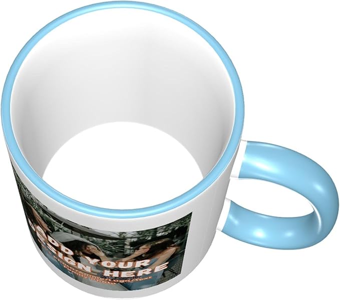Custom Mugs and Coffee Cups Partial or Full Size Printed Creative Designs Customizable with Your Photos Images Text (Partial, Sky Blue)