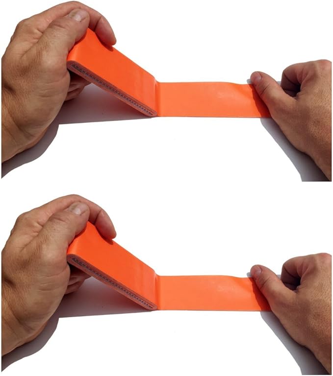 Travel Size Fluorescent Orange Duct Tape 2-Pack - Pocket Size Flat Mini Roll - for Repairs Outdoors Emergency Crafts - 1.88 inch x 5 Yards per Pack
