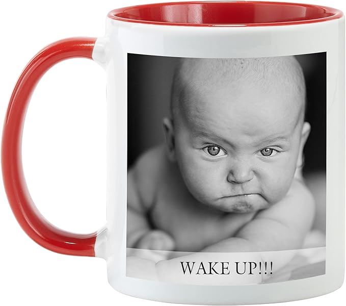 Let's Make Memories Personalized Photo Mug - Custom Coffee Mug - Your Photo & Text - For Any Occasion - Birthday - For Him - For Her - For Friend - Couples -11oz- Red Handle