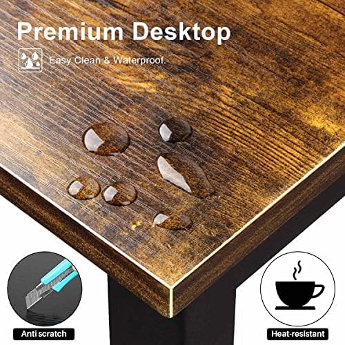Aquzee Computer Desk with Hutch, 55 Inch Desk with Shelves