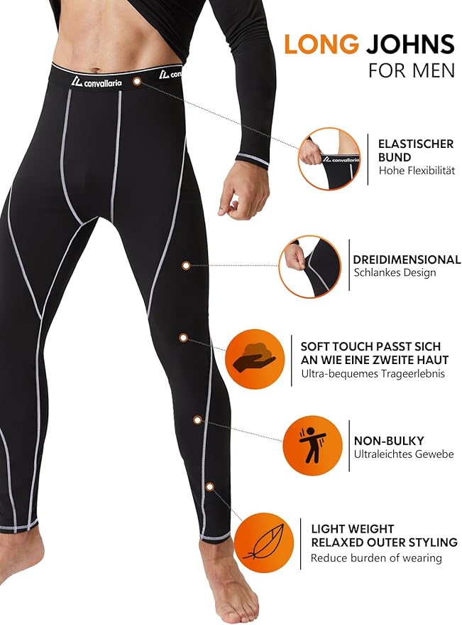 CL convallaria Thermal Underwear for Men Long Johns Fleece Lined Hunting Gear Set Base Layer for Cold Weather XS-4XL