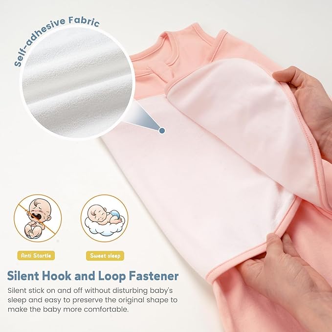 ZIGJOY Sleep Sack Swaddle 1.0 Tog Baby Wearable Blanket 100% Cotton Baby Swaddle Blanket for Newborns 6-12 Months Ocean&Pink