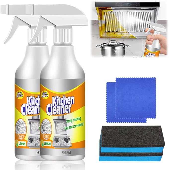 Kitchen Foam Cleaner, 2025 New All-Purpose Foam Spray for Stubborn Stains, Upgraded Multi-Purpose Cleaner for Pots and Pans (2PCS)