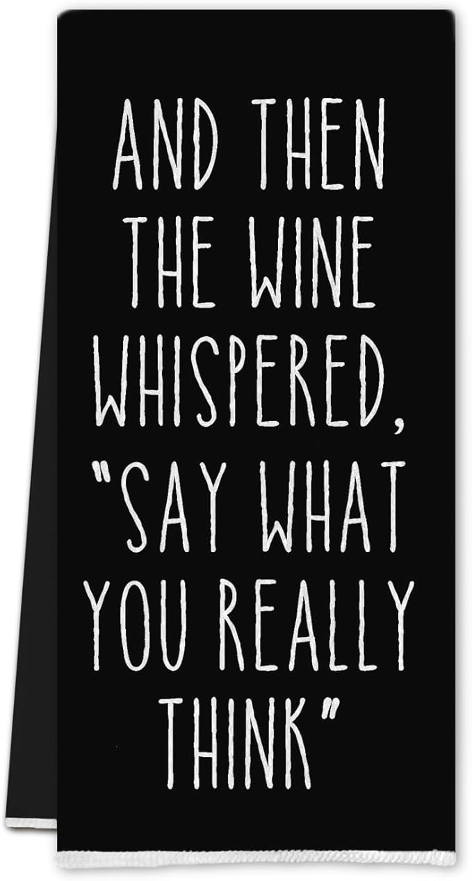 Funny Wine Kitchen Towels, Decorative Waffle Weave Hand Towels,Funny Kitchen Bathroom Decor,Wine Lovers Gifts for Women,16 X 24