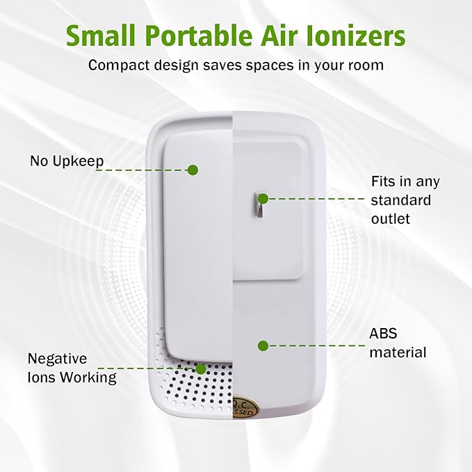 3 Pack Plug In Air Ionizers-Negative Ion Air Purifier for Home Silent Work Air Cleaner for Bathroom,Living Room,Office,Kitchen,Pet Room,Portable Ionic Air Purifier for Bedroom(3)
