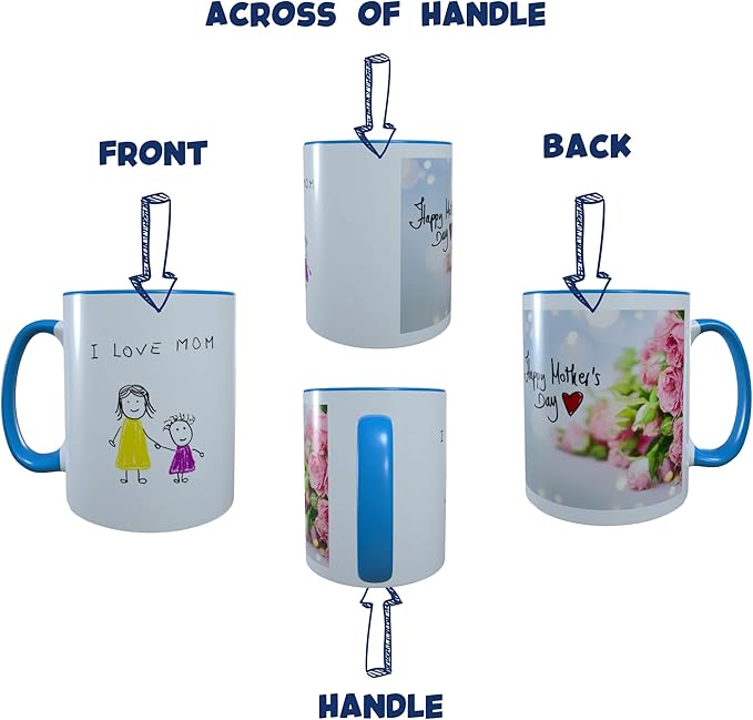 Custom Coffee Mug with Photo, Text, or Logo | Personalized Ceramic Mug 11oz | Customizable Gift for Men, Women | Unique Gift for Birthdays, Holidays, Christmas | White - Blue