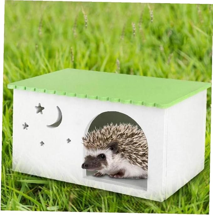 Hedgehog Box Wood Plastic Board Guinea Pigs Rabbits Nest House Ecological Simulation Pets Cage Green Cabin for Hedgehogs