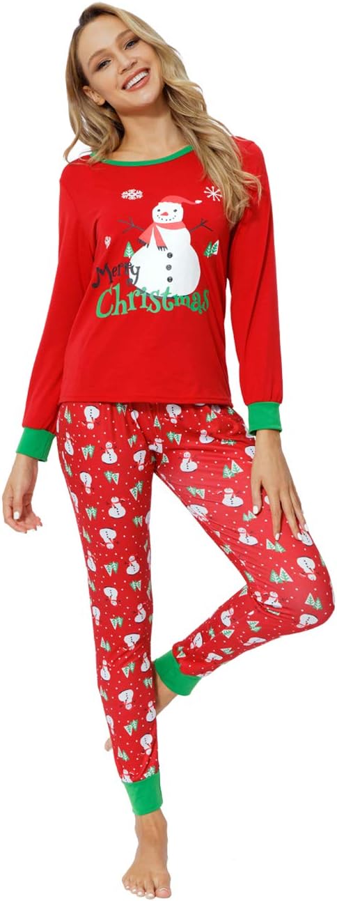 YIJIU Christmas Pajamas Cute Deer Print Long Sleeve Totem PJS Set