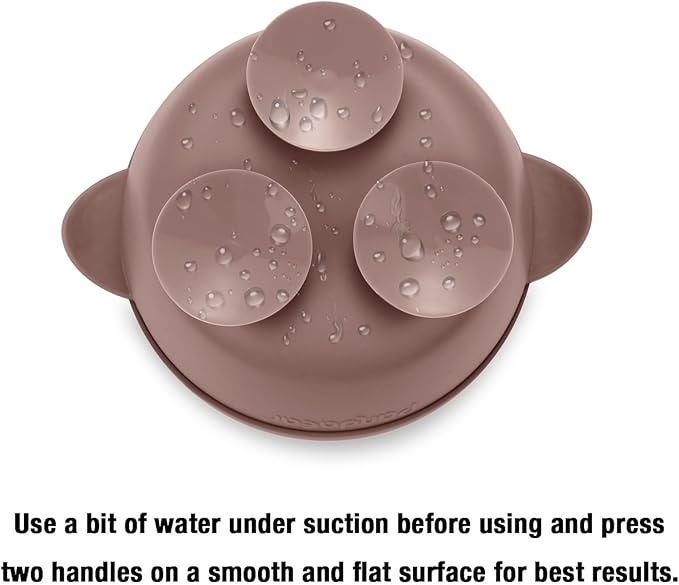 PandaEar 3 Pack Baby Bowls with Suction, Silicone Toddler Bowls with Lids, No Spill Suction Bowls for Baby Infant First Stage, Baby Food Feeding Bowl Set, Blue/Brown/Red
