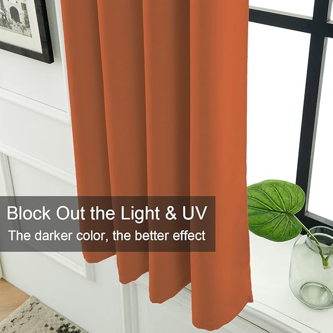 LA PALMA Thermal Insulated Blackout Darkening Grommet Living Room Curtains Window Drapes for Bedroom Pack of 2 Panels