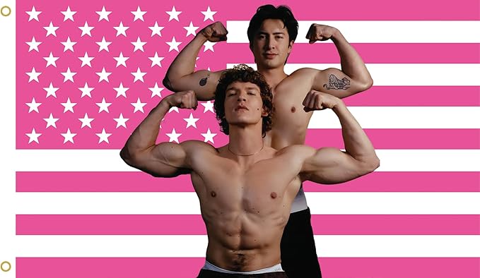 MAGJIUKE Heated Rivalry American Flag Tapestry, Pink USA Design, 3x5 Feet, Polyester with Brass Grommets, Barton Wall Decor for Bedroom