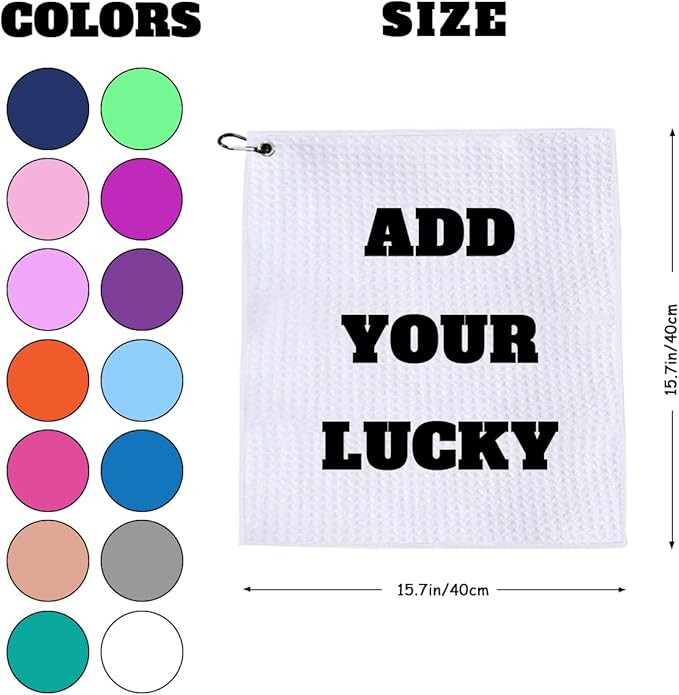 Custom Golf Towel Personalized Photo/Name/Text/Logo Design,16"x16" Microfiber Towels with Clip for Men Bulk 1 to 50 Pack,Create Your Own Picture Initial Fun Golf Club Towels,Birthday Gift for Papa Dad