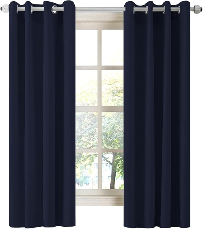 LA PALMA Thermal Insulated Blackout Darkening Grommet Living Room Curtains Window Drapes for Bedroom Pack of 2 Panels