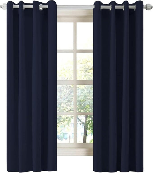 LA PALMA Thermal Insulated Blackout Darkening Grommet Living Room Curtains Window Drapes for Bedroom Pack of 2 Panels