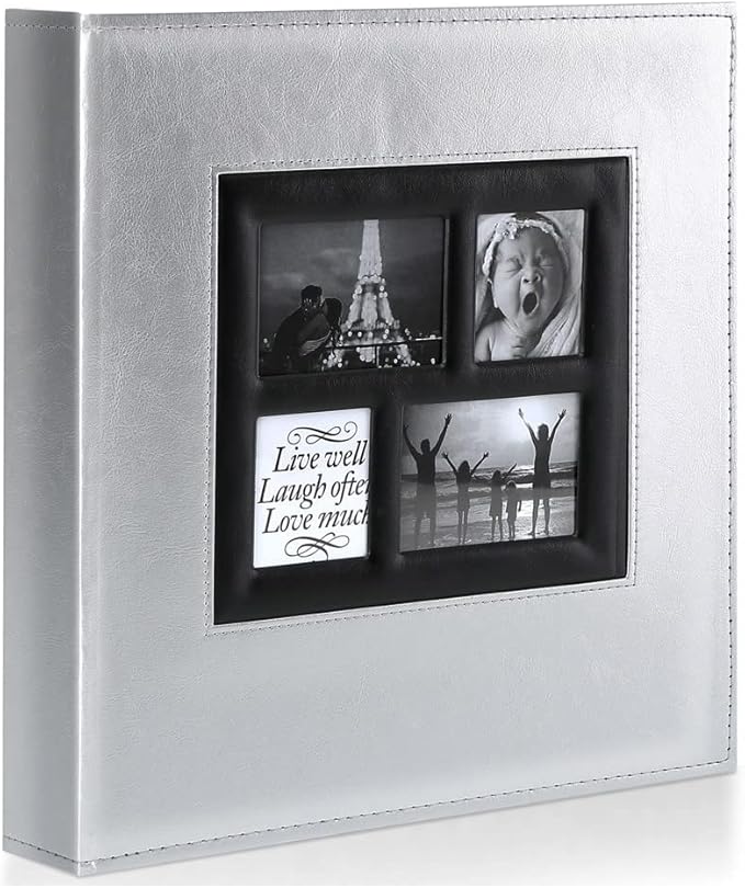 Ywlake Photo Album 4x6 600 Pockets Photos, Extra Large Capacity Family Wedding Picture Albums Holds 600 Horizontal and Vertical Photos Silver