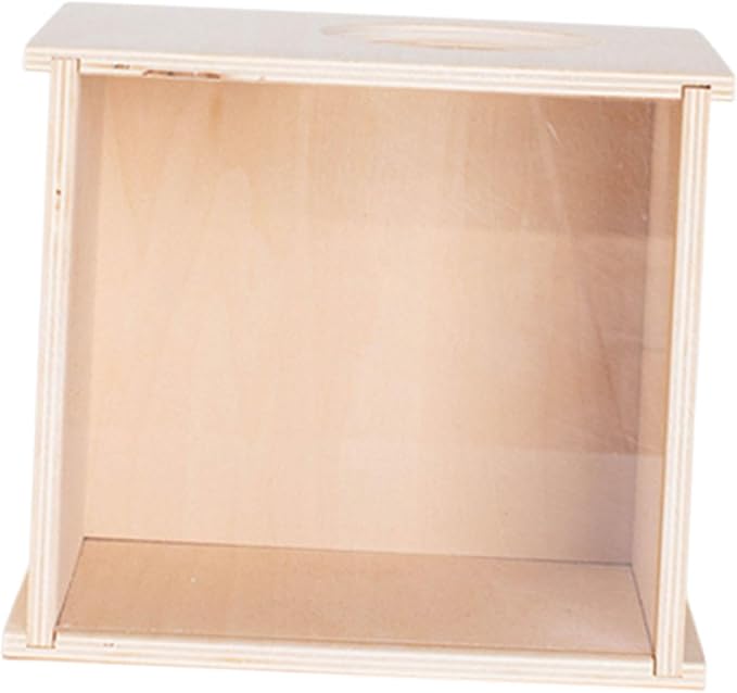 DIY Wooden Hamster Digging Box Enclosure with Transparent Observation Window, Easy Cleaning Multipurpose Stable Structure with Lid for Small Animals- Size S