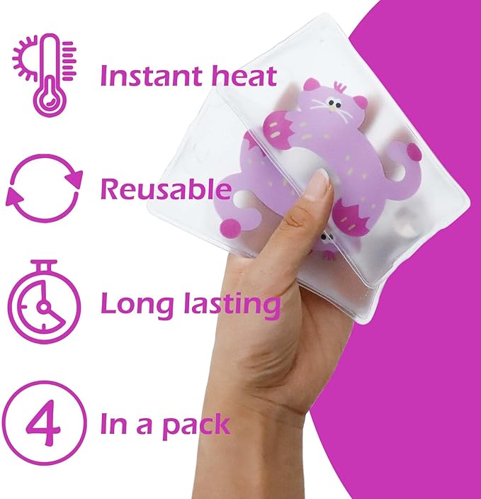 Hand Warmers Reusable, Reusable Heat Pack, Reusable Hand Warmers, Heat Packs for Hands, Heat Packs, Heat Packs for Cold Weather, Hand Click Gel Warmers, Instant Heat Packs (Pink)