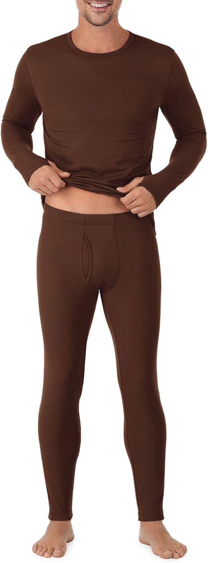 Cuddl Duds Mens Heavyweight Cold Weather Fleece Lined Thermal Set – Long Sleeve Shirt & Leggings – Lounge Sets for Men