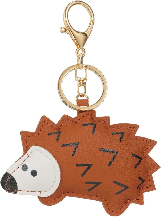 3D Hedgehog Bag Charm PU Leather Cute Charms for Car Key Purse Handbags Keychain Accessories Bestie Gift