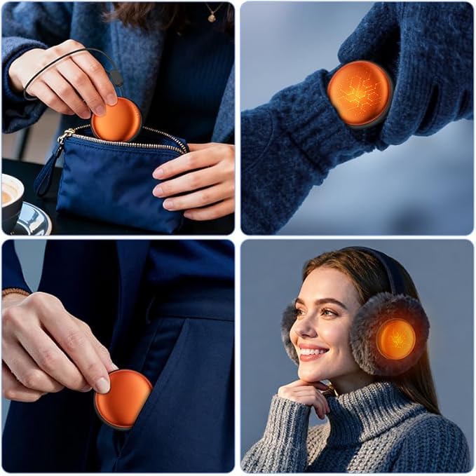 Pocket Size Hand Warmers Rechargeable 2 Pack,20Hrs Long Safe Heat,0.5S Instant Heating,Ultra Thin Electric Hand Warmers,5 Levels Heating Fits in Gloves, Hunting Camping Hiking Essentials