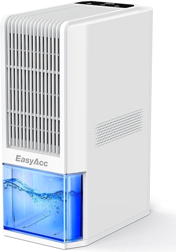 EasyAcc Dehumidifier for Home, 2025 Dehumidifier 1300ml/Day Energy Efficient Quiet Dehumidifiers for Bathroom Bedroom Basement RV Closet, Auto Defrost & Shut Off, 68 OZ Water Tank, 7 Color Lights
